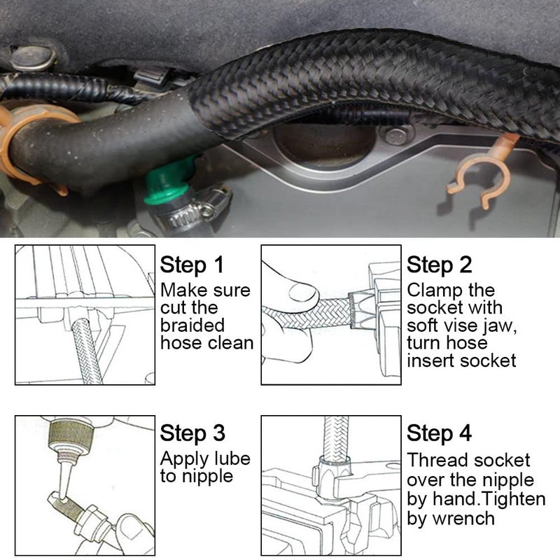 CHOWTY 6AN 20Feet Stainless Steel Nylon Braided Fuel Line Hose Oil Gas Hose Oil Line Hose Black - Image 5